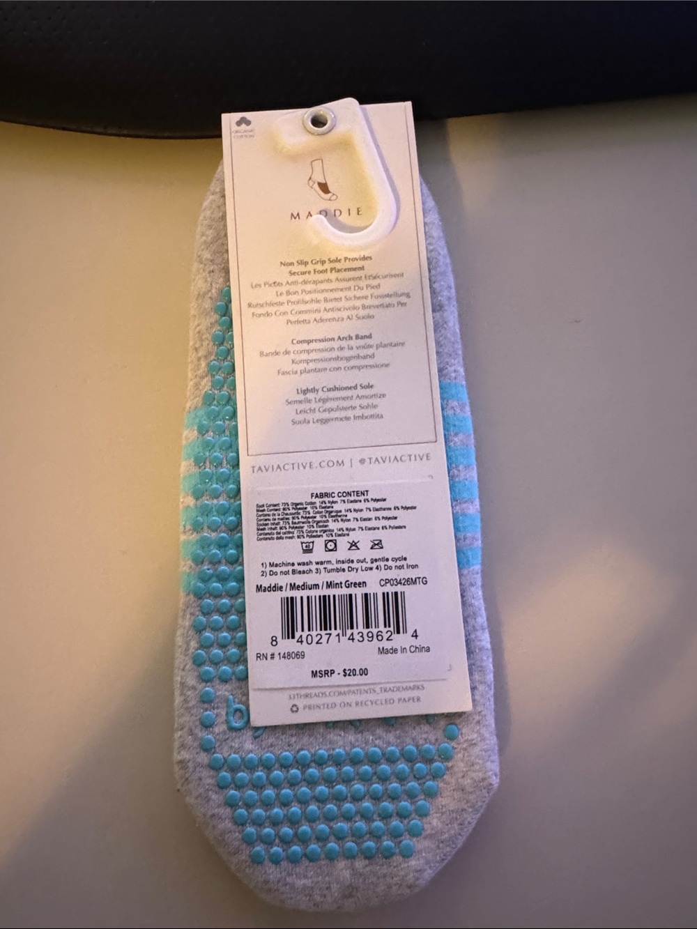 Tavi Noir | Club Pilates Maddie Grip Socks | MINT Green - NWT - Picture 2 of 2